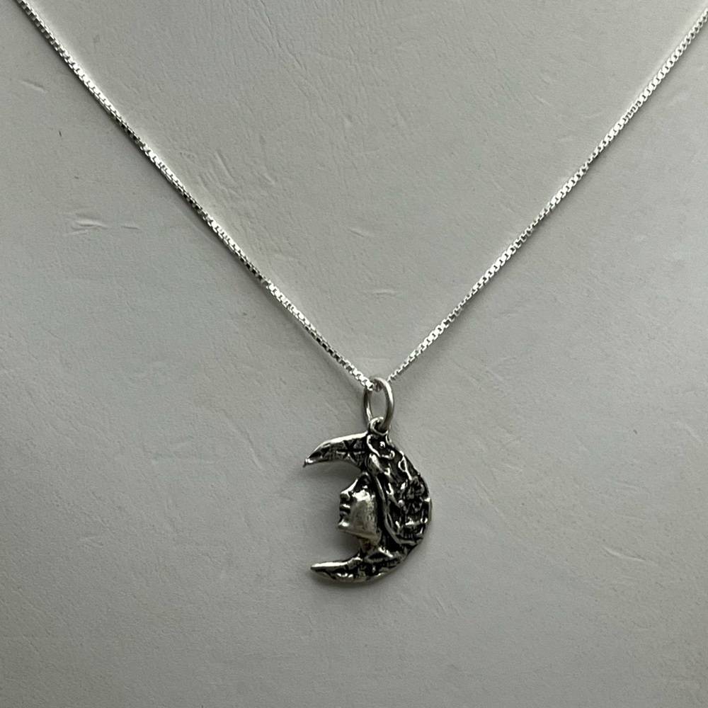 Elegant Silver Pollyanna Necklace with Classic Box Link Design Chain - Picture 4 of 4